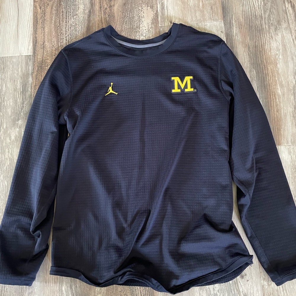 Jordan Navy Long Sleeve Shirt with Yellow Logo